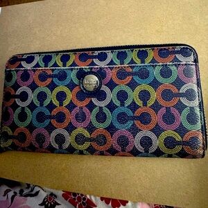 Coach Vibrant Multicolor Circle Pattern Wallet
